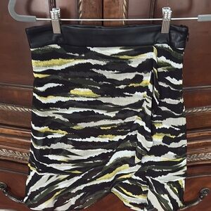 DKNY Black and White Ruched Mini Skirt